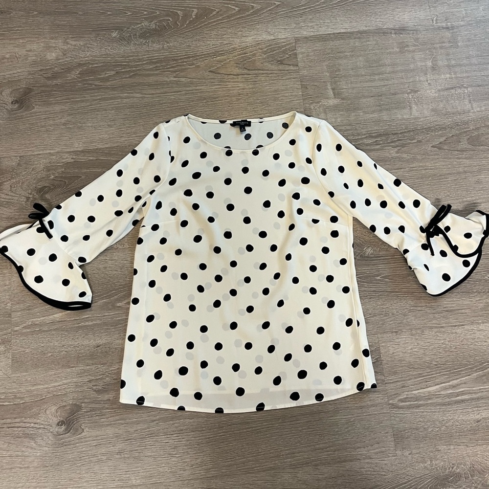 Talbots Cream and Black Polka Dot Blouse